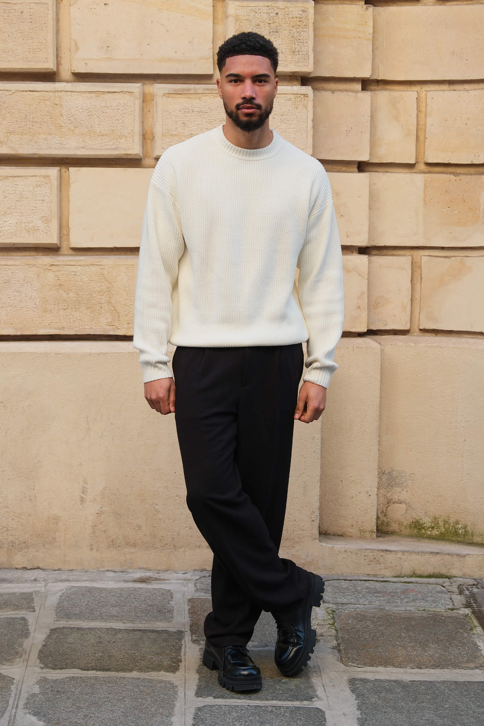 Naval knitted sweater - White