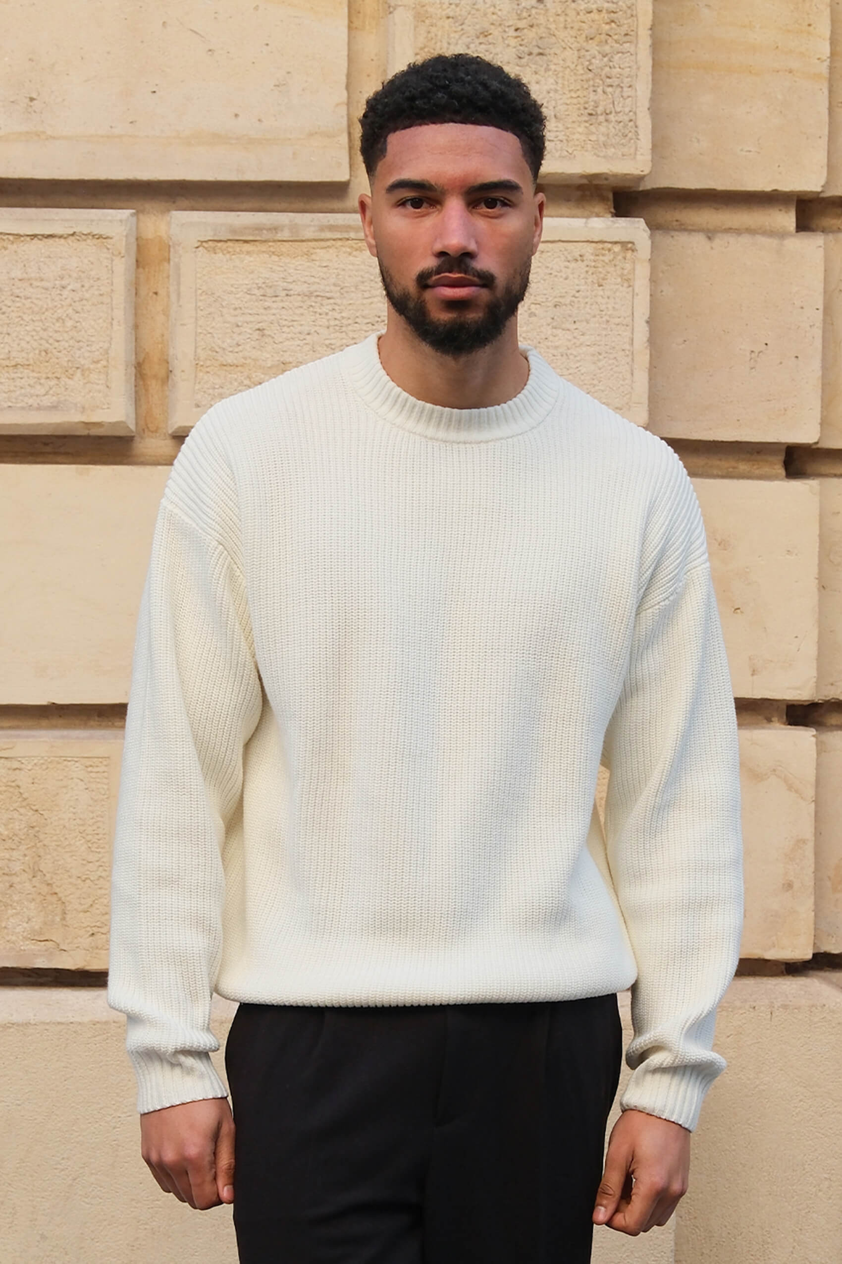 Naval knitted sweater - White