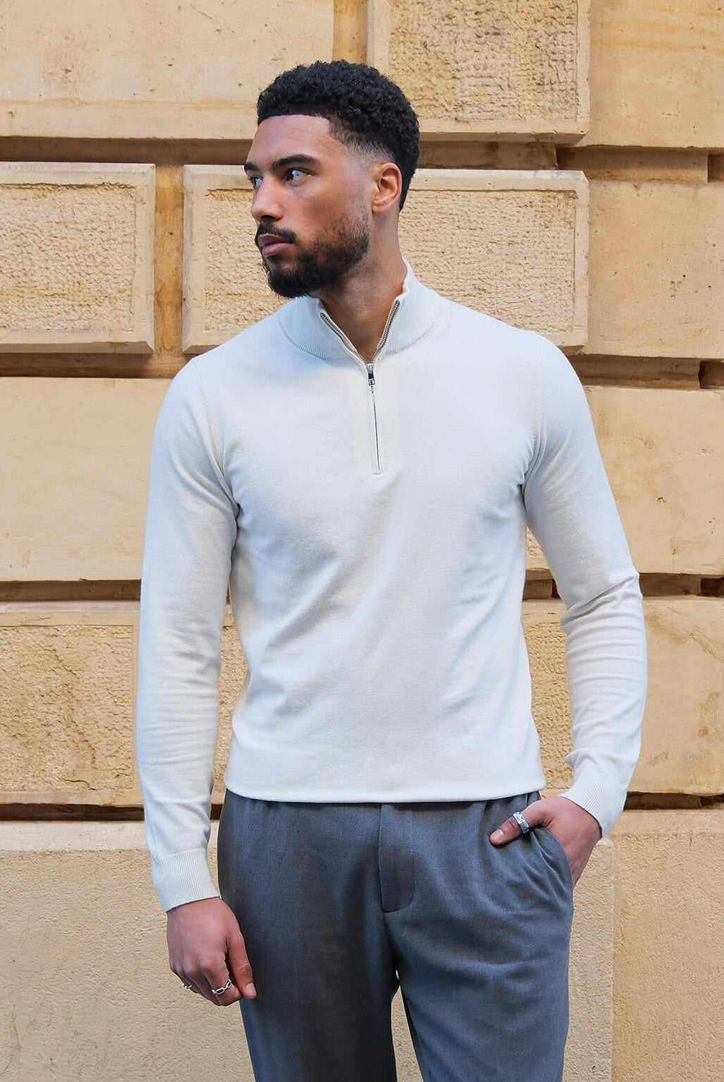 Porter half zip - White